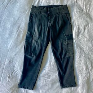 Alice + Olivia Cropped Cargo Pants w/ Leather Pockets